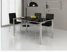 Комбинация обеденного стола и стула из стального стекла. Стол из нержавеющей стали - Цвет: 140X80X75CM