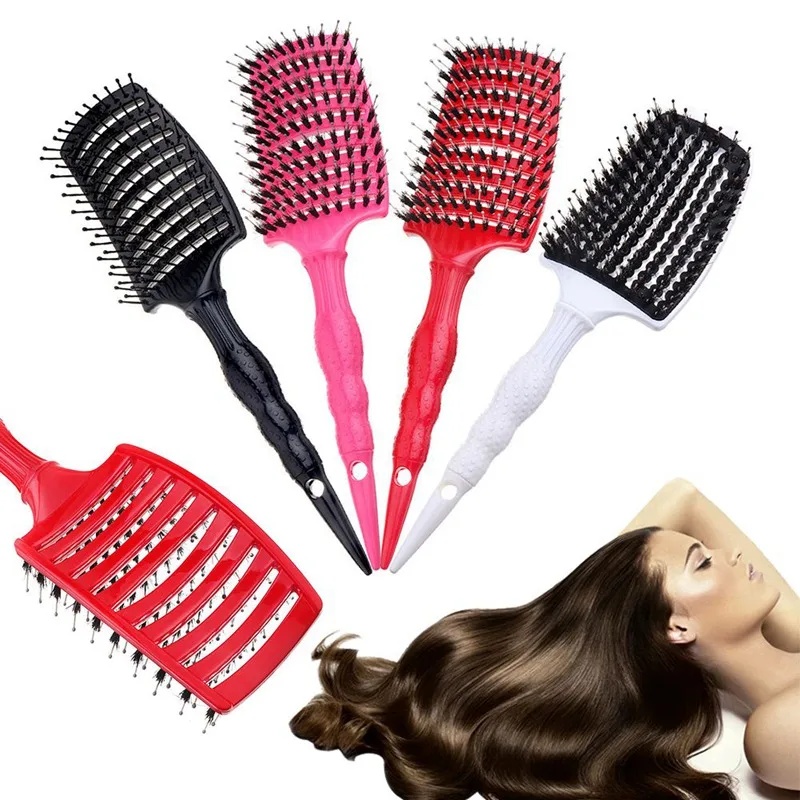 

Professional Ribs Comb Hairbrush Big Bent Comb Women Wet Plastic Nylon Massage Hair Care Styling Hair Combs Hair Accessories
