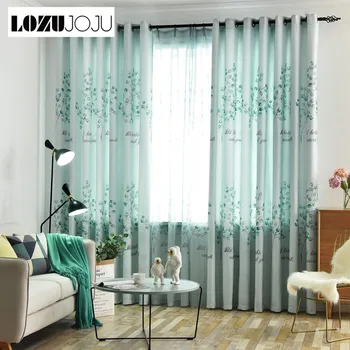 

LOZUJOJU 1 Piece Plants Pattern Drops Match Tulle Curtains for Bedroom Elegant Panel Pastoral Design All Leaves Letter Fabric