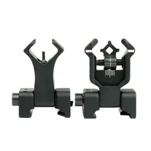 Premium Tactical Diamond Aperture Flip Up Front Rear Iron Sights Set Black