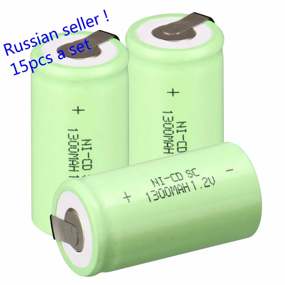 Russian seller ! brand new 15 PCS a set Sub C SC battery 1.2V 1300mAh ...
