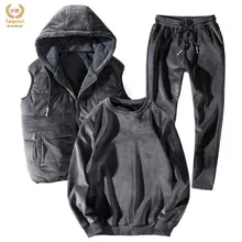 Tang cool бренд мужской спортивный костюм худи-жилетка+ брюки+ толстовка золотой бархат комплект из 3 предметов спортивный костюм для мужчин одежда
