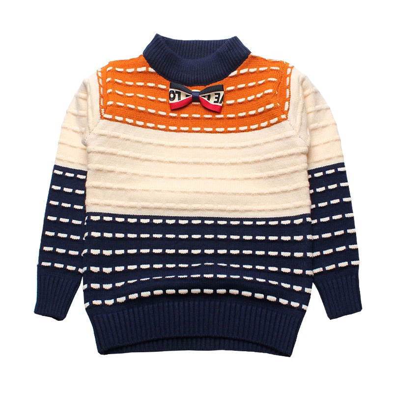 Свитера для мальчиков; полосатый хлопковый топ; теплый свитер с галстуком для мальчиков; вязаная детская одежда; вязаный пуловер; детский тройник; сезон зима-весна