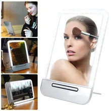 Светодио дный освещенные Макияж зеркальце профессиональное косметическое зеркало Сенсорный экран Портативный компактный косметический MirrorTable столешницу зеркало