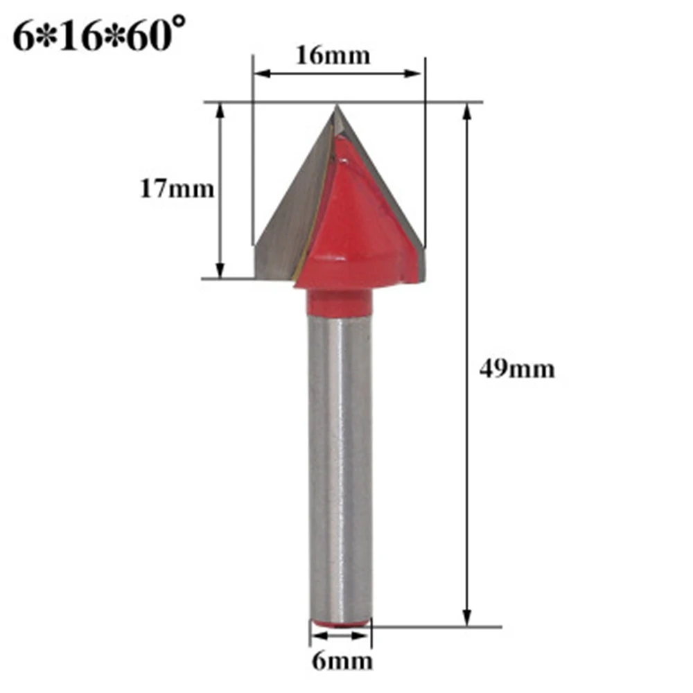 1 шт. 6 мм мельница Вольфрамовая сталь деревообрабатывающий фреза V бит ЧПУ твердосплавный конец 3D деревообрабатывающий фреза 60 90 120 150 градусов - Длина режущей кромки: 16mm 60degrees