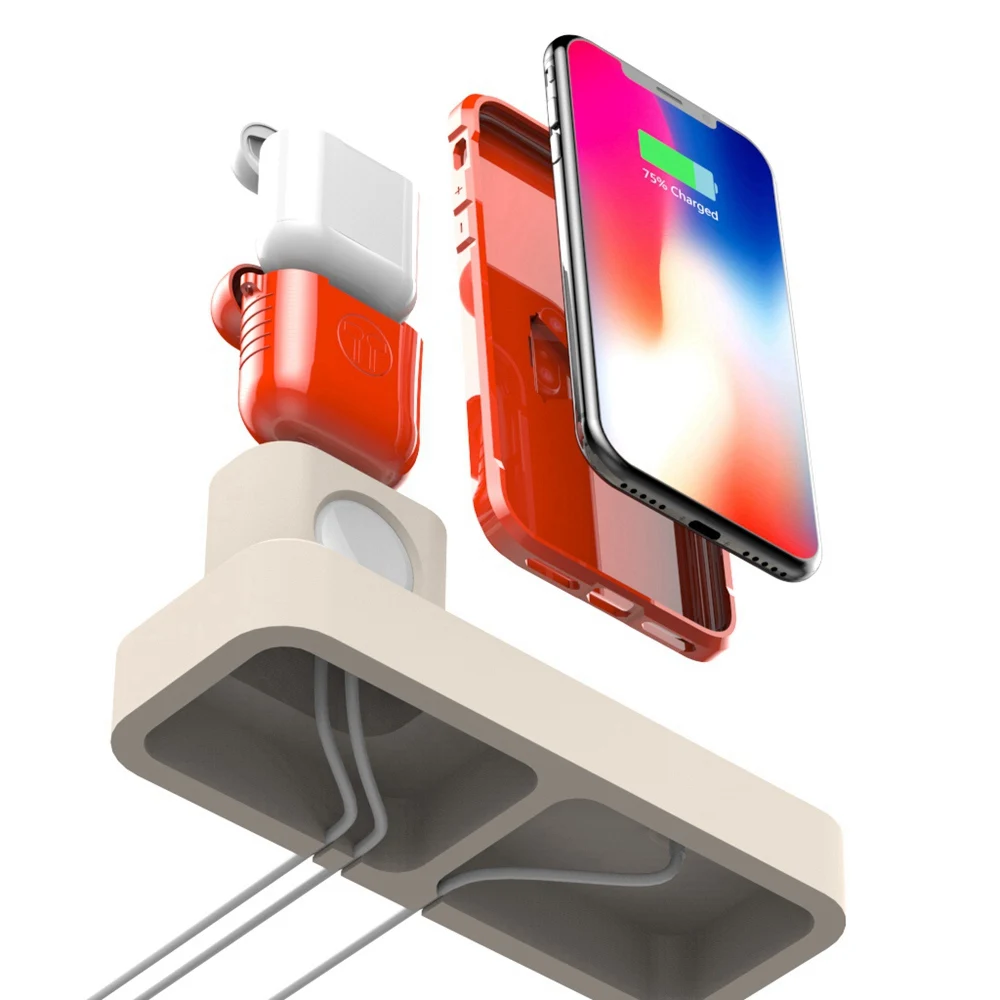 KISSCASE 3 в 1 Настольный держатель зарядное устройство для iPhone X XR 8 8 Plus Быстрая зарядка подставка Док-станция для Apple Watch 4 3 2 для Airpods