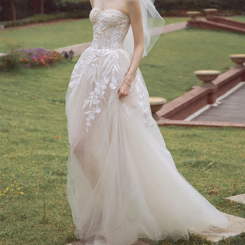 MOON MODA sleeveless lace wedding dress 2018 beach