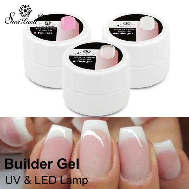 Clear Nail Polish saviland 1pcs professional pink white clear nail gel polish semi permanent uv led builder gel varnish soak off nail lacquer