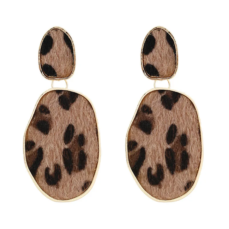 

Europe and the United States Bohemian big leopard female autumn multi-layer simple earrings