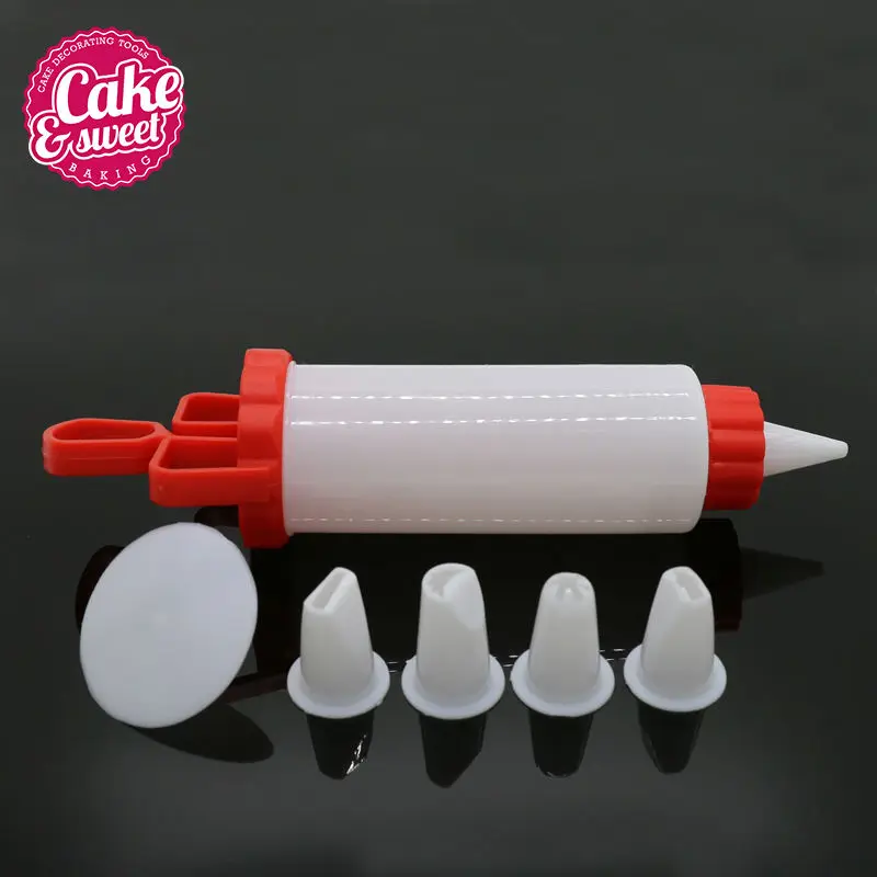 1 Set 5 Nozzles Cake Decoration Set Icing Syringe Plastic Delicate Cake