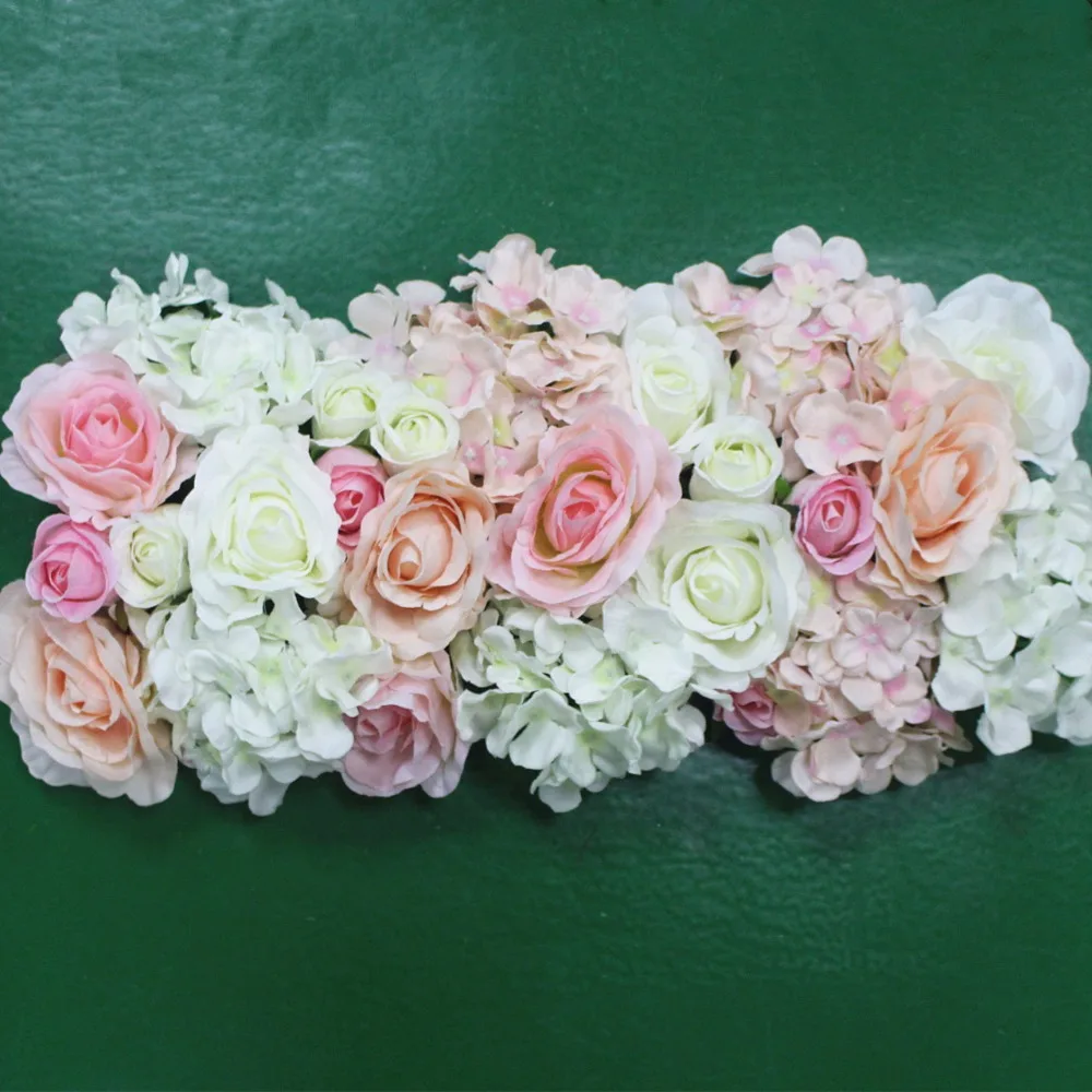 

Artificial Silk Flower 2pcs 50cm Wedding Road Lead Hydrangea Peony Rose Flower Wedding Arch Square Pavilion Corners Decor Flores