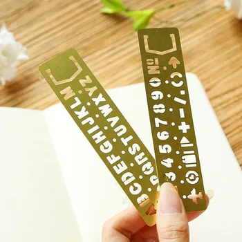 

Coloffice 1PC Vintage Brass Bookmark Ruler With Multi-Function Drawing Digital Letter Hollowed-Out Hand Ruler School Office