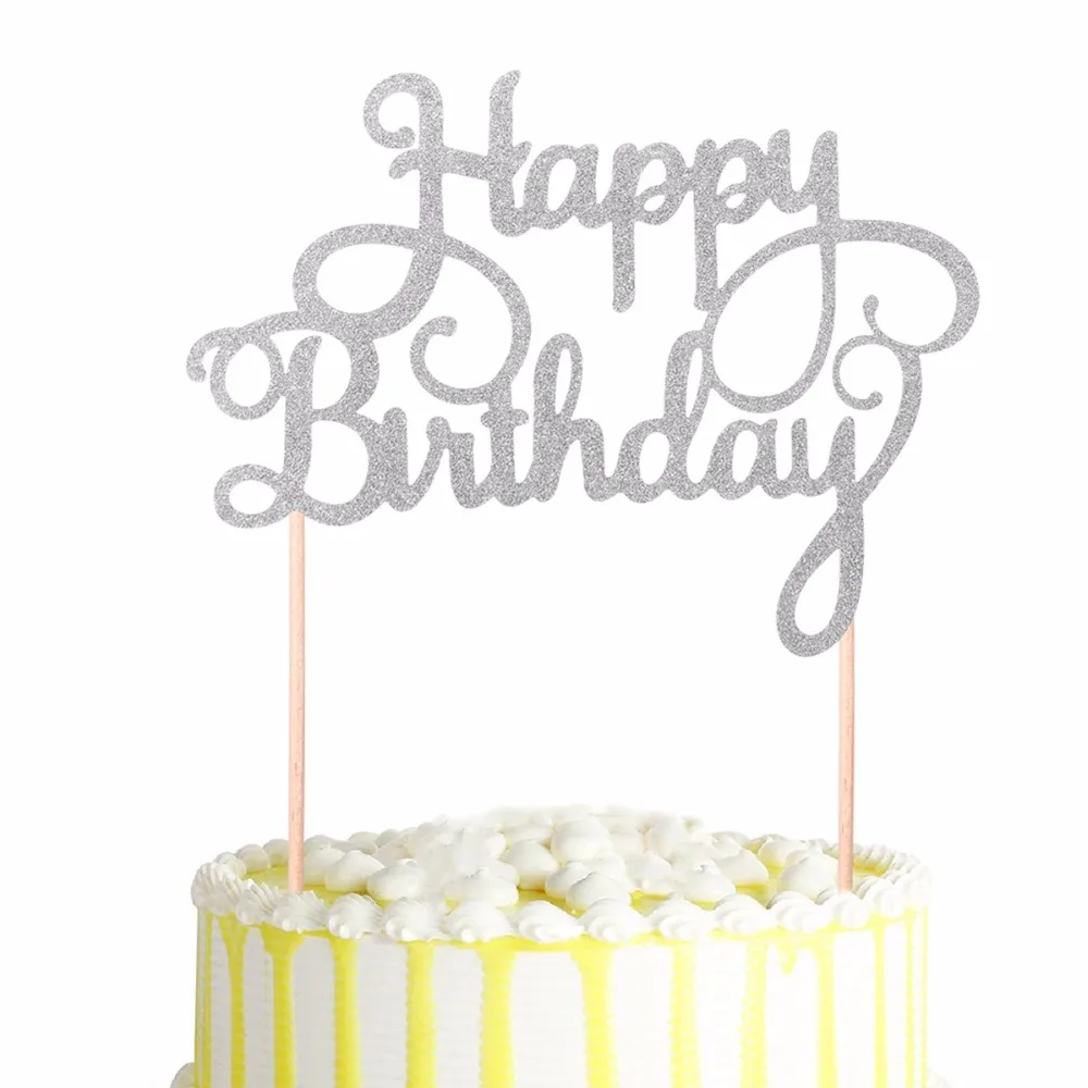 Frigg 1PC Gold Happy 30th Birthday Cake Topper Happy 40 50 60 Paper Birthday Cake Decorating Supplies Birthday Party Supplies