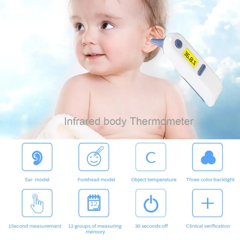 Цифровой термометр инфракрасный Детские взрослых лбу уха Бесконтактный инфракрасный термометр с Подсветка termometro infravermelh пистолет