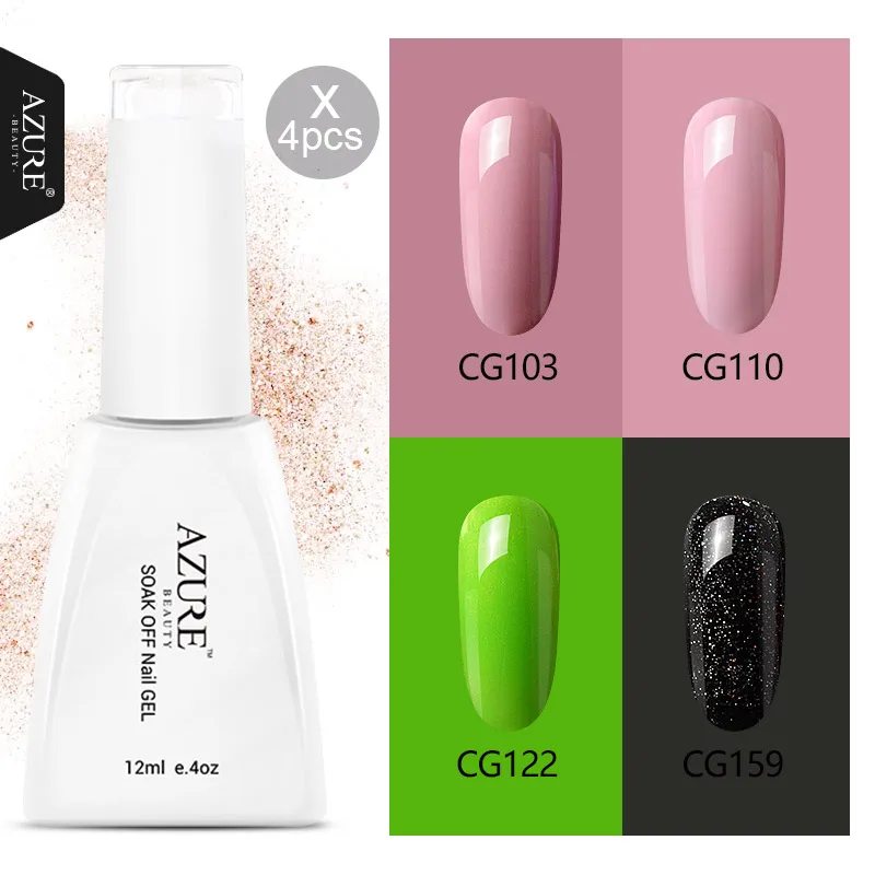 Гель лак Azure Beauty для ногтей 12 мл 4 шт./компл. 119 цветов УФ СВЕТОДИОДНЫЙ ногтей|Гель