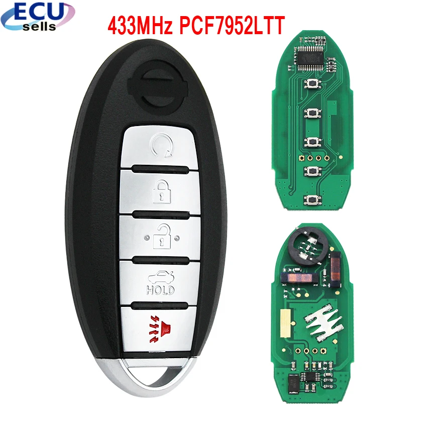 

For Nissan Patrol smart remote key 4+1 button FSK 433MHz PCF7952LTT