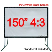 Экран проектора 150 дюймов 4:3 внутренняя и наружная фильм ПВХ Мягкая Белая-черная пленка для классных комнат, офиса, лагеря