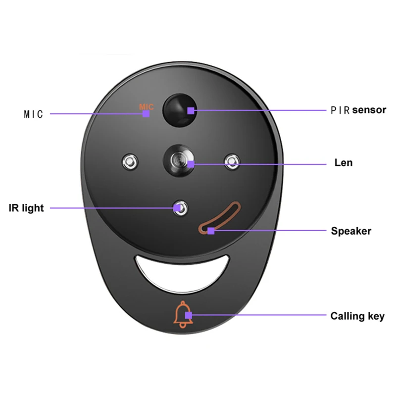 7 дюймов Беспроводной Цифровой глазок Главная безопасности смарт-дверной звонок Pir детектор движения и Запись угол 170 градусов