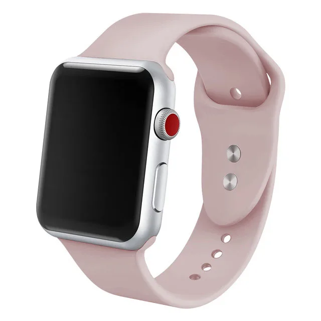 NO.45.Offic-PinkSand Силиконовый ремешок для наручных часов Apple Watch, 42 мм, 38 мм, Версия 44 мм 40 мм резиновый браслет для наручных часов Черные полуботинки со шнуровкой и ремешком наручных часов Iwatch серии 4/3/2/1 браслет - Цвет ремешка: NO.45.Offic-PinkSand