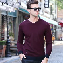 New Fashion Men’s Sweater 100% Wool V-Neck Collar Long Sleeves Solid Color Spring Winter Smart Casual Clothing For Male MSW058