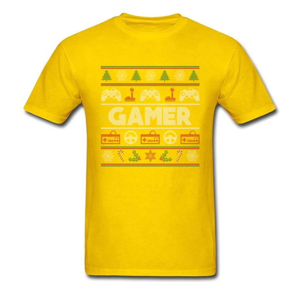 Gamer Ugly Christmas Sweater Tops Shirt 2018 Newest Crewneck Casual Short Sleeve 100% Cotton Men T-shirts Casual Tee Shirts Gamer Ugly Christmas Sweater yellow