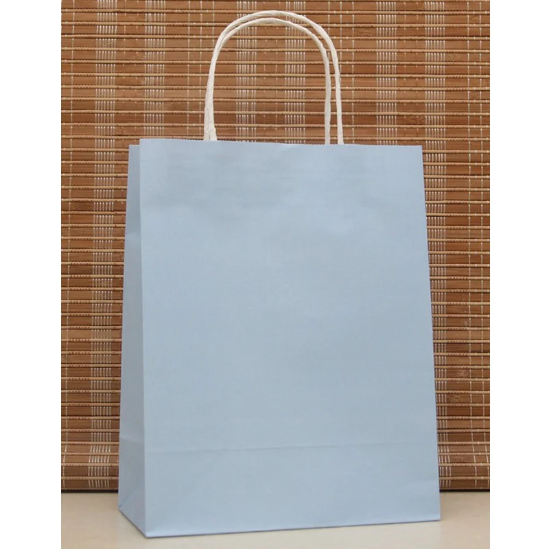 10pcs/lot Light Blue Paper Bag 27x21x11cm Recyclable Gift Boutique