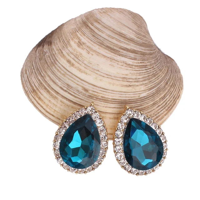 Bridal Rhinestone Opal Oval Shape Clip on Earrings for Women Charm Jewelry No Hole Ear Clip Bridal Rhinestone Opal Oval Shape Clip on Earrings for Women Charm Jewelry No Hole Ear Clip