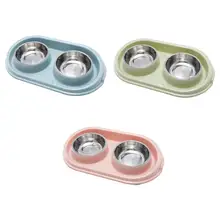 Dog Cat Pet Food Bowl Stainless Steel Splash Proof Leak Proof Double Bowl Non-toxic And Odorless Anti-fall And Anti-collision
