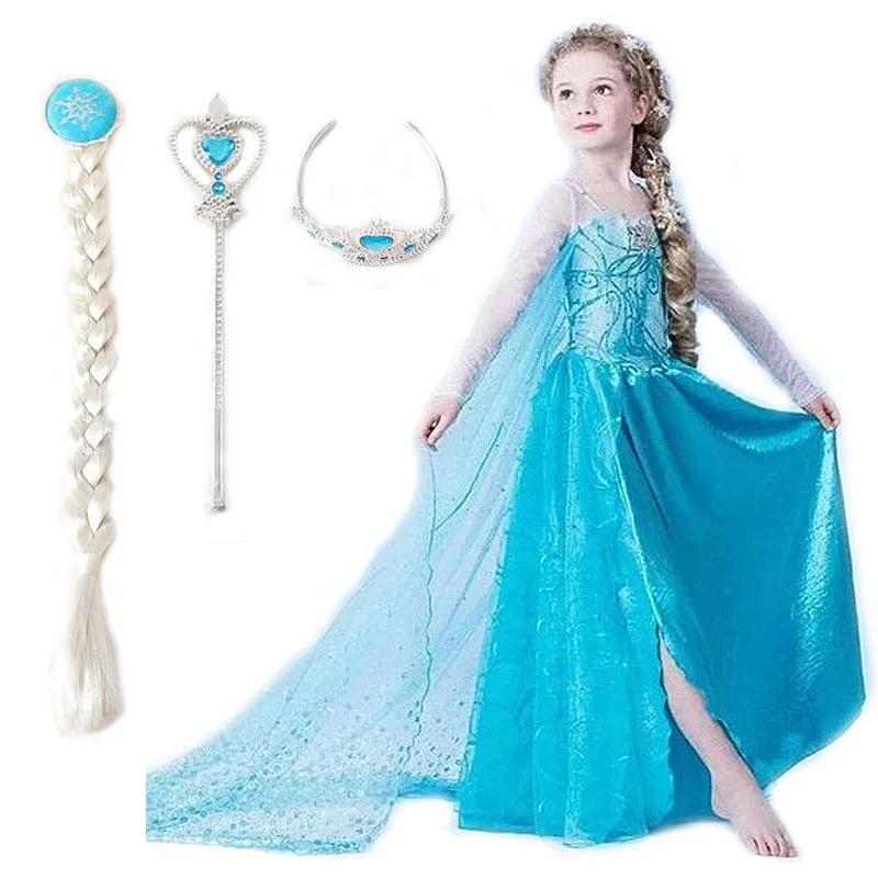 

Little Girls Princess Dresses Elsa Dress for Girls Vestidos Kids Infants Cosplay Elza Anna Children Clothing Elsa Set