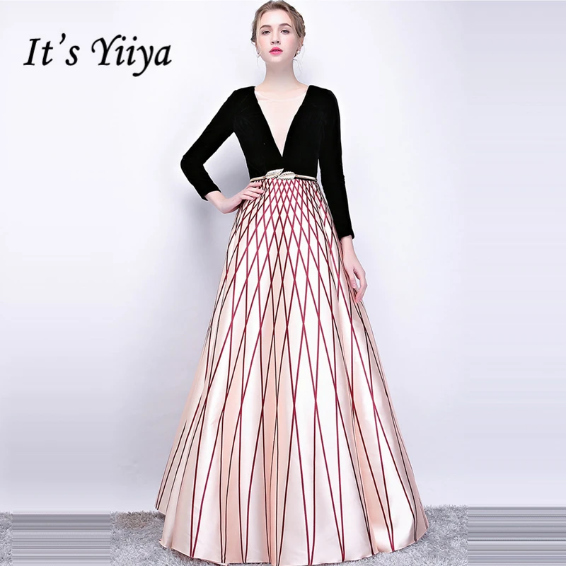 

It's Yiiya Formal Evening Dresses Three Quater Sleeve Fashion Designer Floor length A-line Elegant Formal Dress LX1095