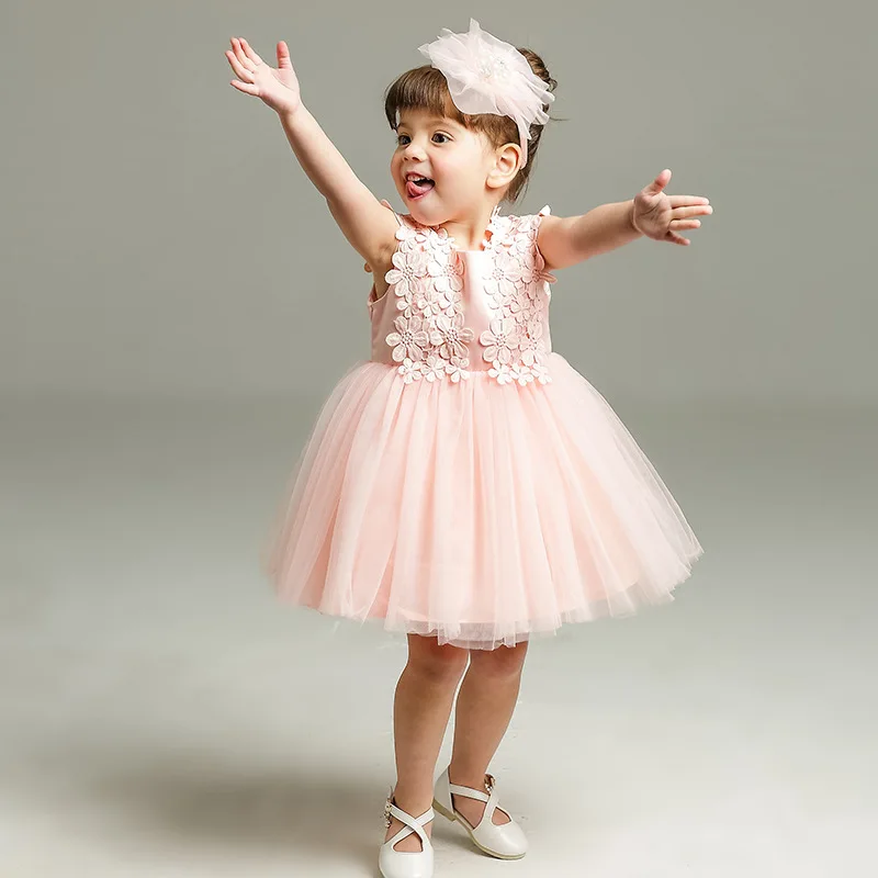 Г. Нарядное элегантное платье для малышей одежда для малышей от 1 до 2 лет с розовыми цветами на день рождения, рождественскую вечеринку, Vestido ABF164717