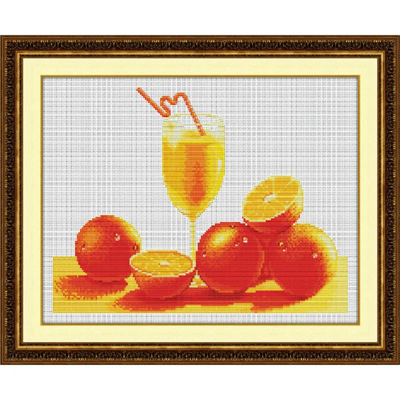 

Juice Pattern Embroidery Cross-stitch Needlework 11ct Count Printed Canvas Stitching DIY Embroidery Needlework Wall Home Decor