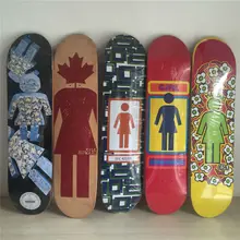 2014 GIRL Brand mixed Canadian Maple Skateboard Deck 7.5″ Skateboard Shape Maple Black & Grey Pattern Skate Deck Patins Street