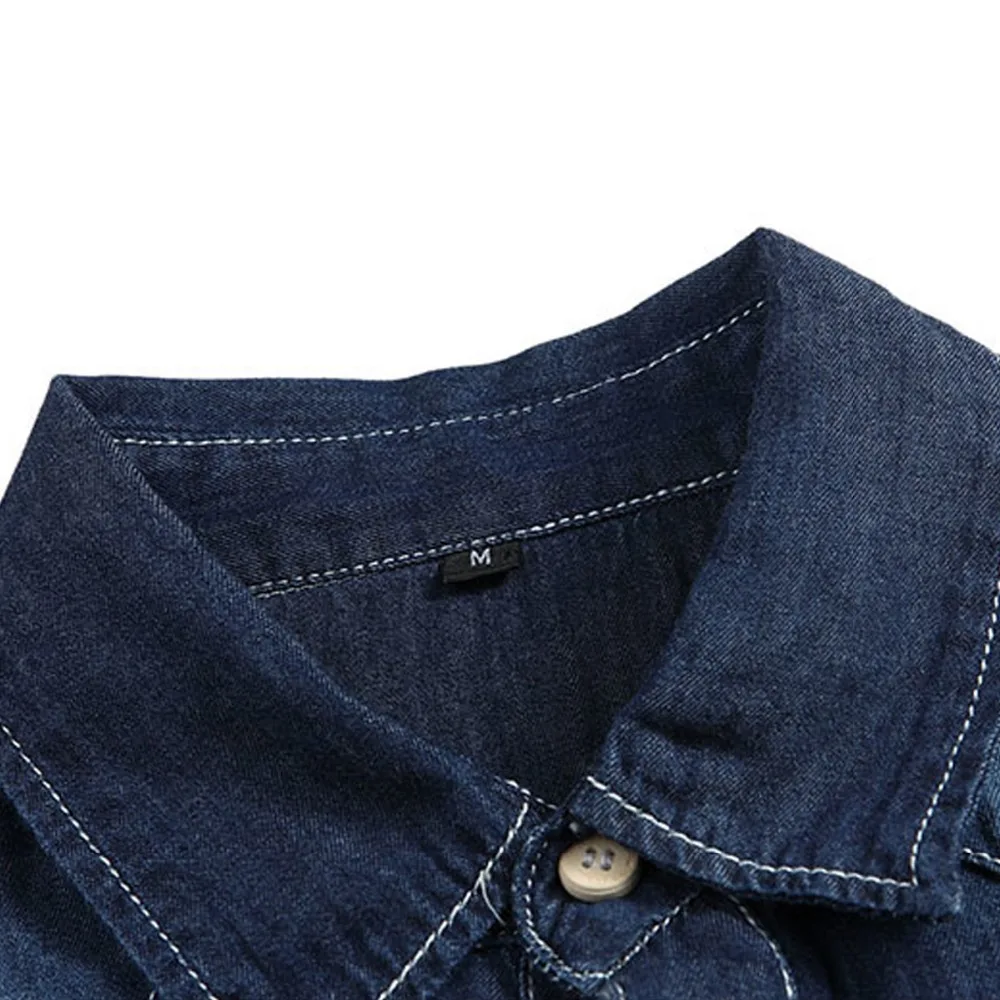 ZAPUYO Высокое качество Мужчин Джинсы Рубашка Slim Fit Бренд Случайные Джинсовые