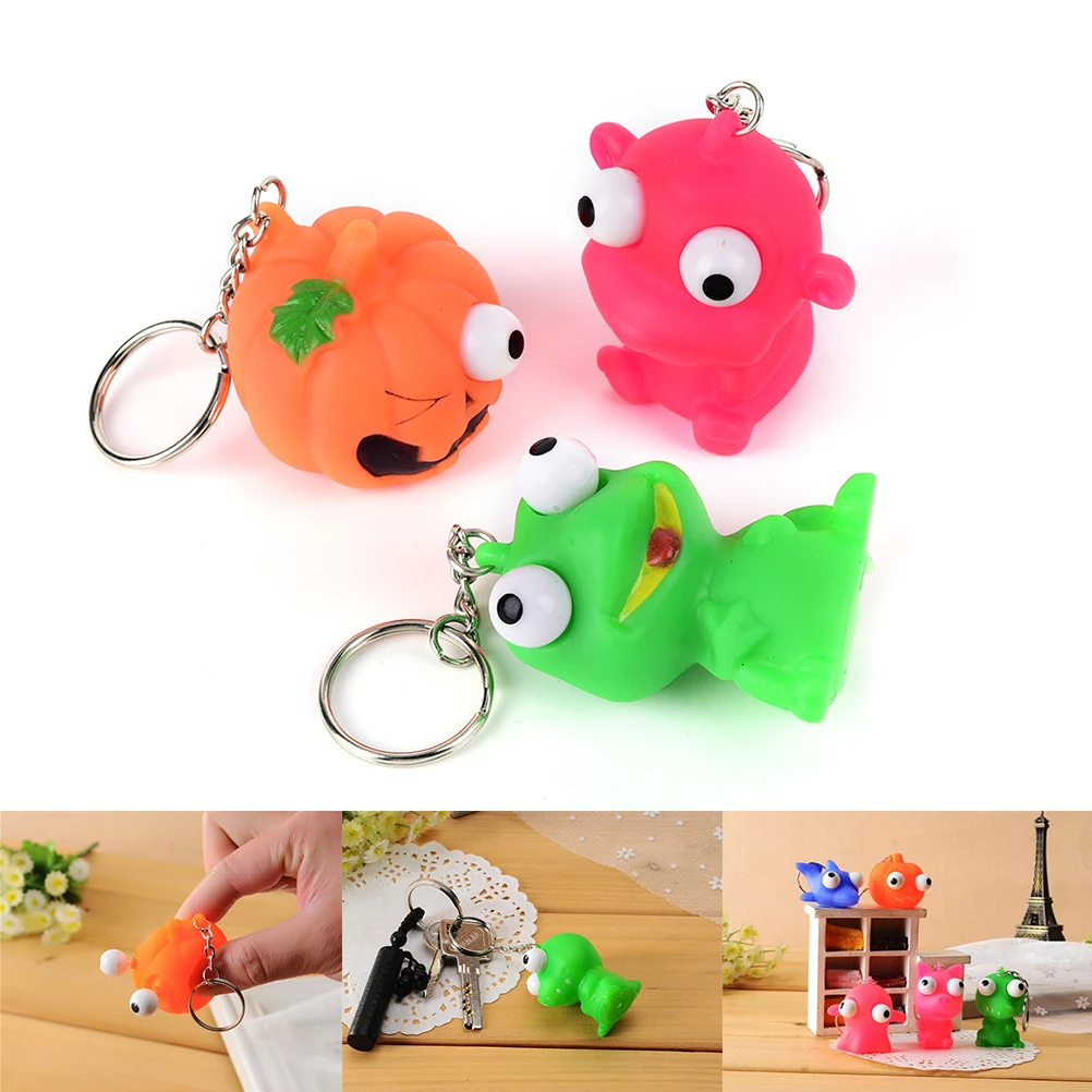 

Joking Decompression Toys Cute Animal Small Squeeze Toy Pop Out Eyes Doll Novelty Stress Relief Venting Keychain Key Chain Ring