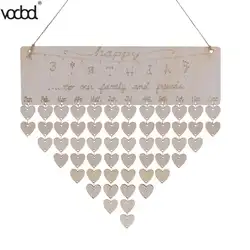 DIY деревянные календарь С Днем Рождения Печатных Сердце Форма Настенные календари знак особые даты планировщик доска висит декор подарки