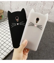 3D Cartoon Smile Black Cat Ears Beard Soft Silicone Phone Case for Meizu M5S M5C MX6 MX5 M5mini M3mini M3 M5 Note Rubber Cover
