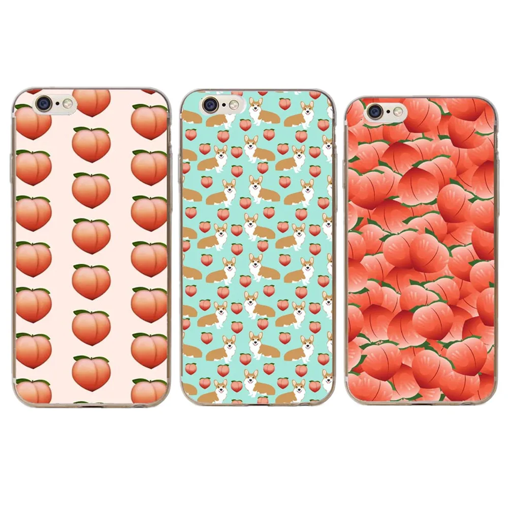 

corgi peach fabric cute peach emoji Hard plastic Phone Case for Apple iphone 6 6S Plus 7 7 Plus 5 5S SE Dachshund Summer Cover