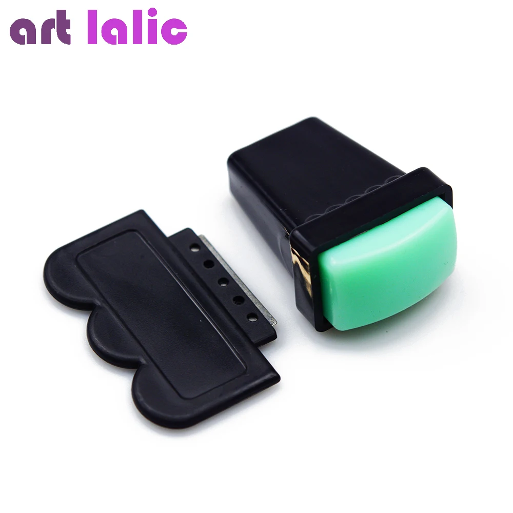 

1 Set Nail Art Stamper Scraper Sets Green Soft Silicone Head Jelly Shape Nail Stamping Transfer Nail Polish Simple Usage