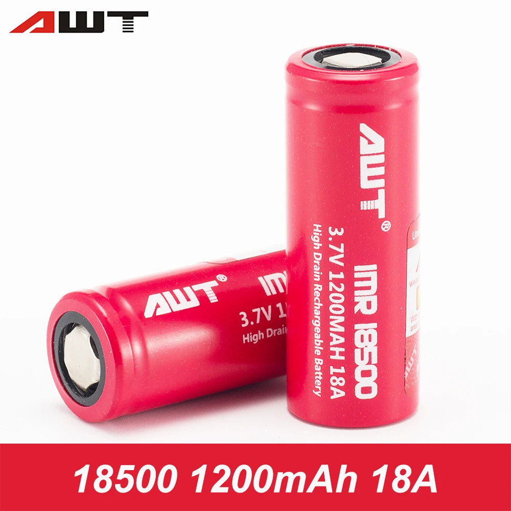 AWT 18500 Battery 18A 1200mAh 3.7V Li ion Rechargeable Battery 18500