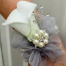 Calla Lily для свадебных букетов белая кружевная обувь для подружки невесты на талии, брошь в форме цветка и жениха букет de mariage Ramos de Novia