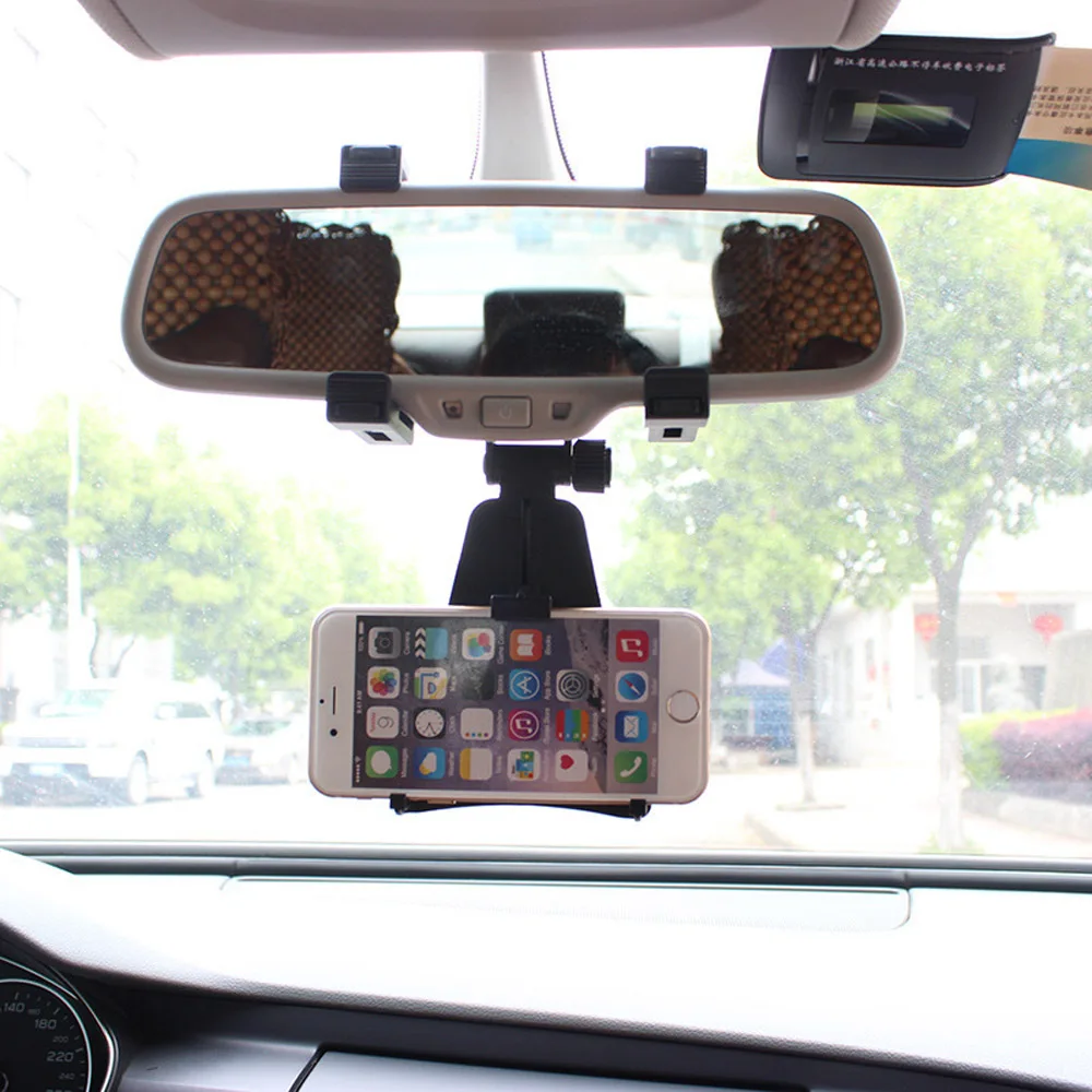 

Auto Car Phone Bracket Rearview Mirror Mobile Smart Cell Phone Mount Stand Holder Cradle For Universal GPS 360 Degree Rotation