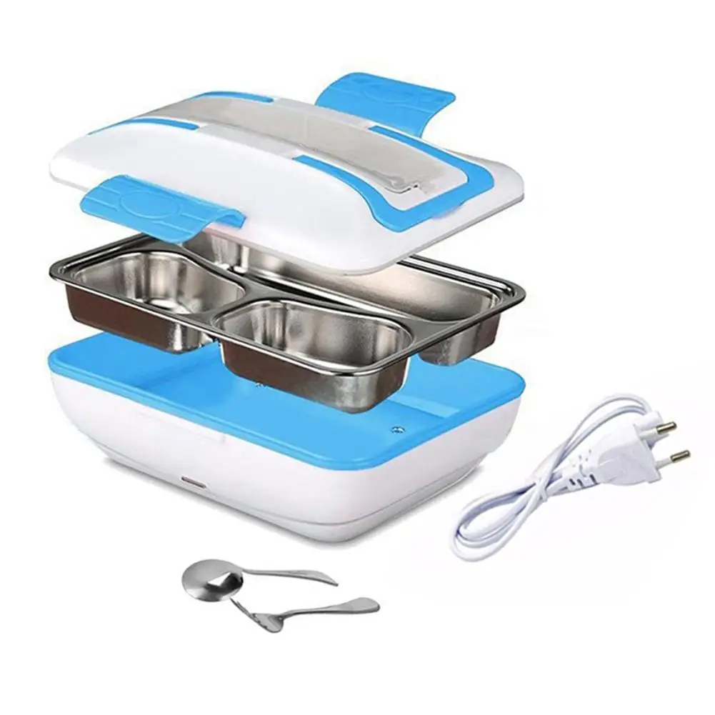 New Electric Heating 4l Lunch Box With Spoon Fork Eu Plug Stainless