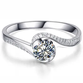 

OEM Jewelry Whole City Love 0.5ct SONA Brief Diamond Ring 925 Engagement Women Sterling Silver Jewelry 18K White Gold