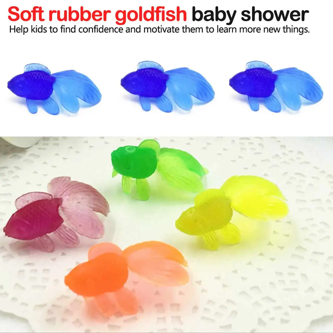 

Random Color 10pcs/set Kids Soft Rubber Gold Fish Baby Bath Toys Mini Goldfish for The Bathroom Water Play Swimming Beach Toys
