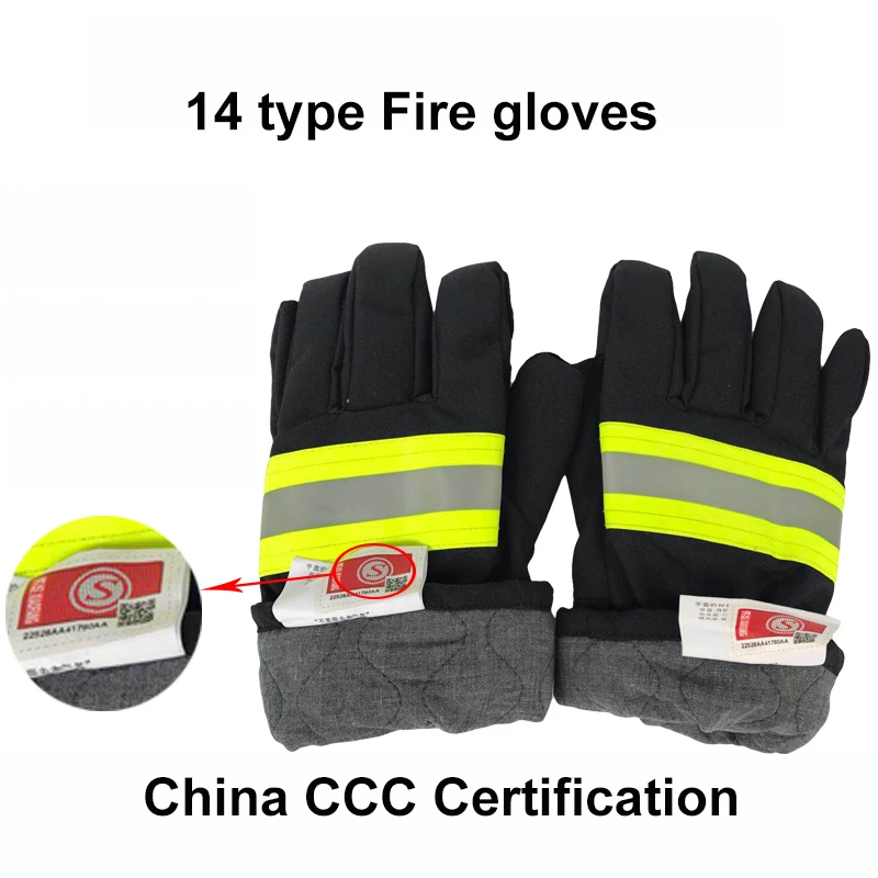 Профессиональные Противопожарные перчатки Китай CCC Сертификация пожаротушения огнезащитных защитные перчатки с отражающей ремень