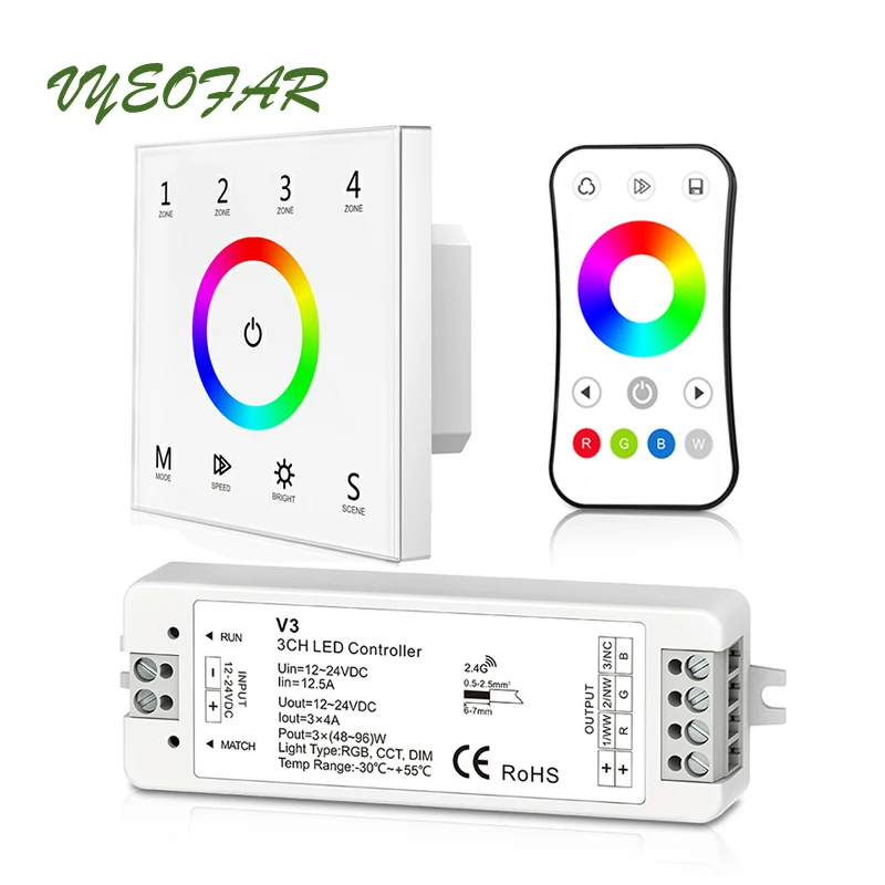 

Светодиодная RGB лента управления ler 2,4 ГГц RF 220 В настенная сенсорная панель T13;4A * 3CH приемник V3 беспроводной пульт дистанционного управления 5050 3528 струнный контроль