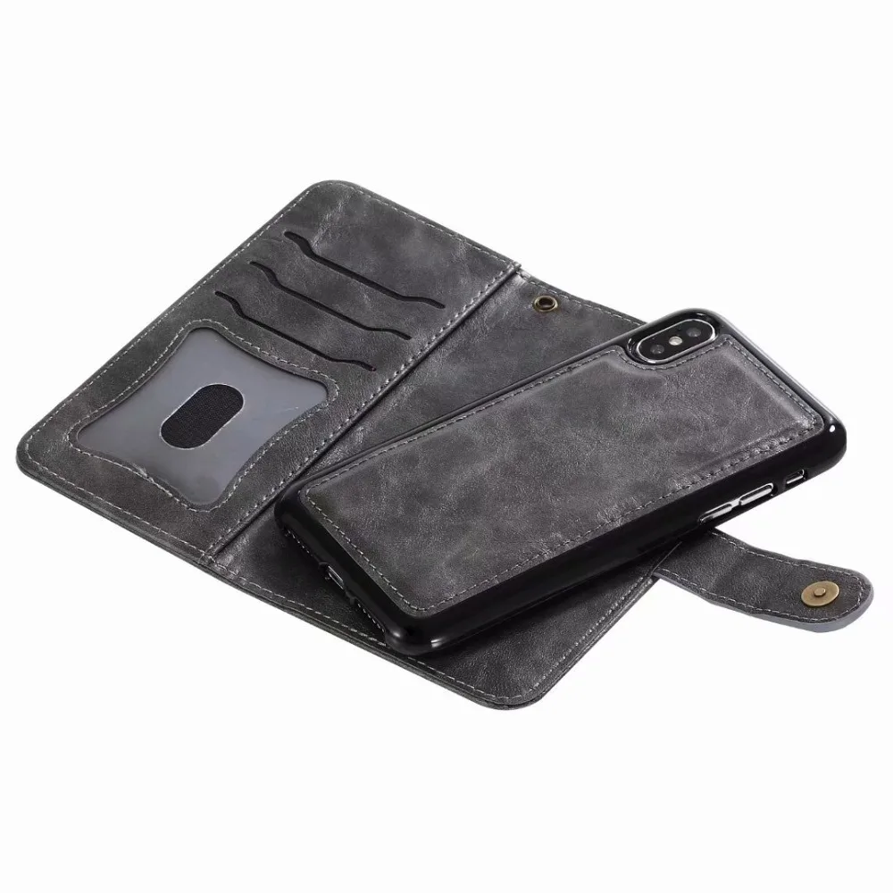2 в 1 Магнитный съемный Бумажник кожаный чехол для iphone 11 Pro Max 6 6s 7 8 Plus X XS Max XR чехол для телефона iphone XS максимальный чехол