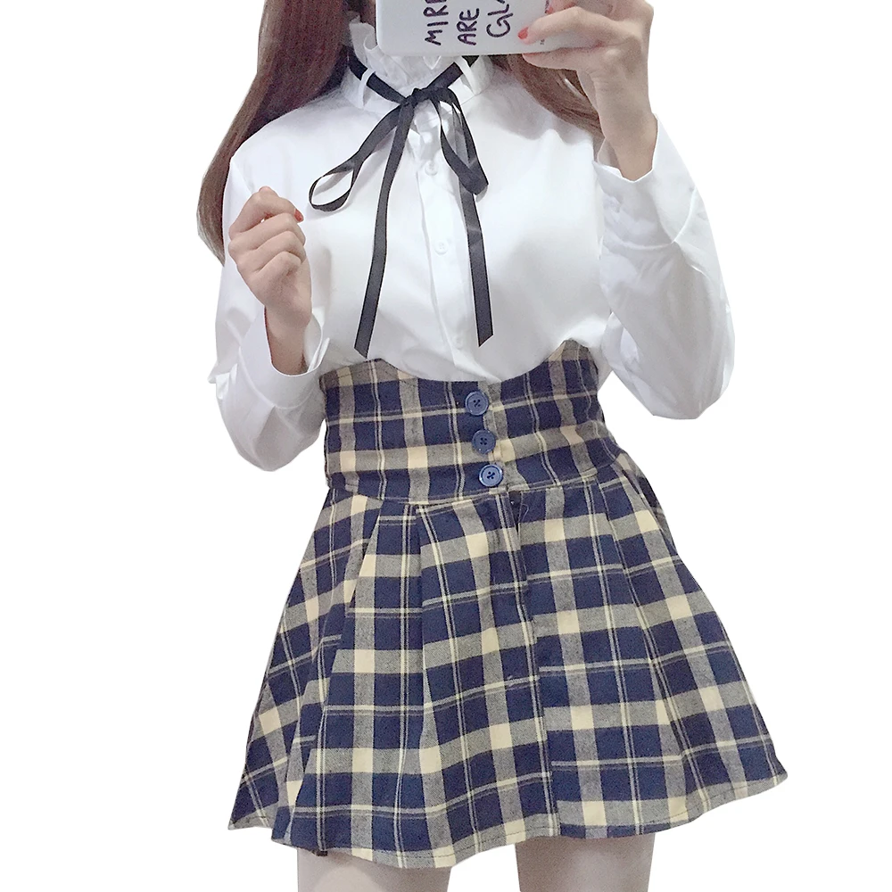 

Long Sleeve Black Bow tie Ruffled Collar Women White Shirts 2018 Autumn Sweet Lace Up Blouses Woman Tops School Student blusa