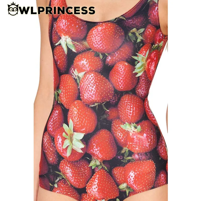 

Owlprincess New style o-neck bathing suit swimming suit for women red strawberry pattern print One Piece swimwear swim sportwear